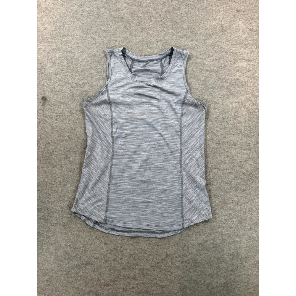 Reebok Active Tank Top Womens Small Gray Striped Sleeveless Stretch Athletic